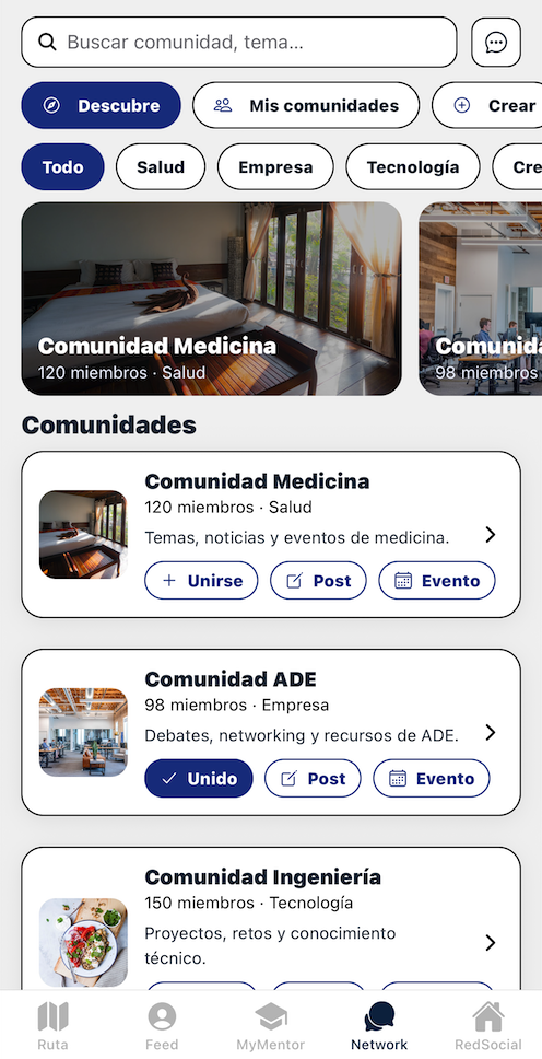 Comunidades académicas por área de estudio